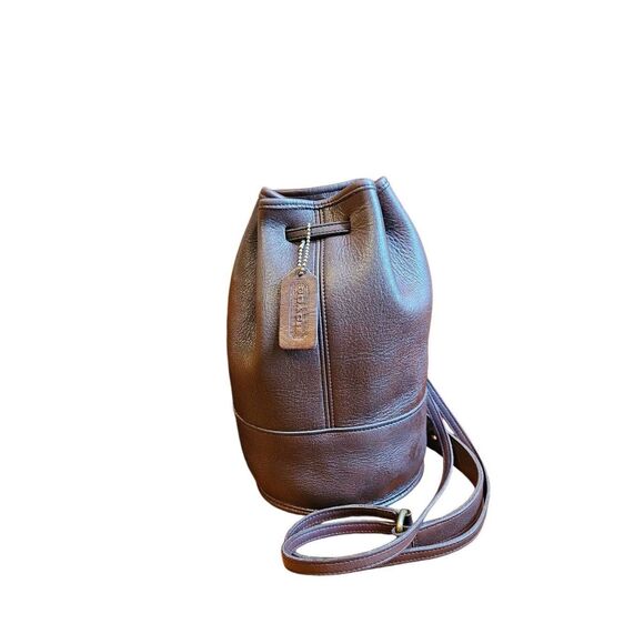Authentic Vintage COACH Bixby Leather Drawstring Small sling Bucket bag (9984) NICE Vintage Coach British Tan Leather Small Bixby Sling Bag  main image 4